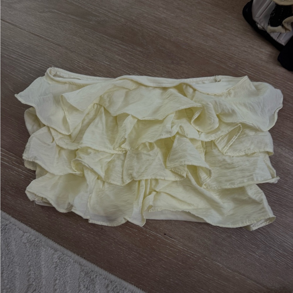 Elegant Cream Ruffle Skirt